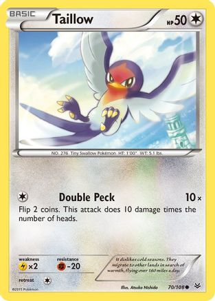 Taillow 070 - Reverse Holofoil XY Roaring Skies - Common