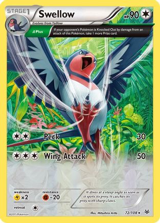 Swellow (72 Delta) 072 - Reverse Holofoil XY Roaring Skies - Holo Rare