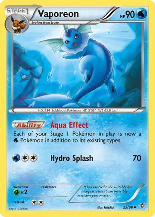 Vaporeon 022  XY  Ancient Origins - Uncommon