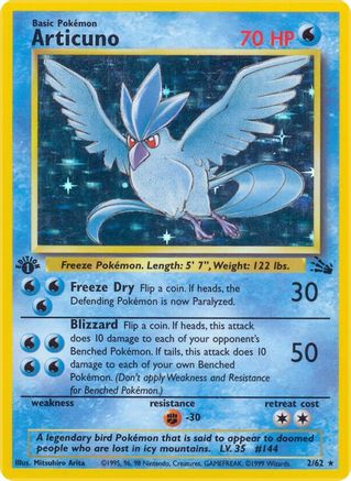 Articuno (2) 002  - 1st Edition Holofoil Fossil - Holo Rare