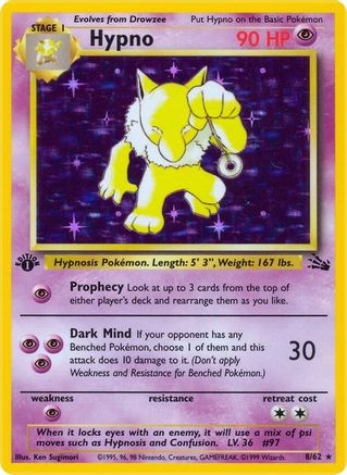 Hypno (8) 008  - 1st Edition Holofoil Fossil - Holo Rare