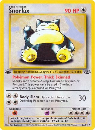 Snorlax (27) 027  - 1st Edition Jungle - Rare
