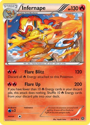 Infernape 020  - Reverse Holofoil XY  Steam Siege - Holo Rare