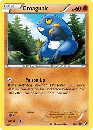 Croagunk 058  - Reverse Holofoil XY  Steam Siege - Common