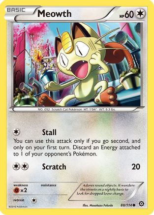 Meowth 088  - Reverse Holofoil XY  Steam Siege - Common