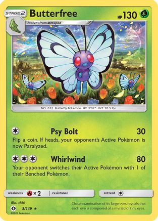 Butterfree 003  - Reverse Holofoil SM Base Set - Rare