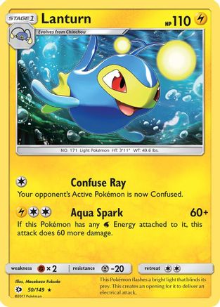 Lanturn 050  - Reverse Holofoil SM Base Set - Rare