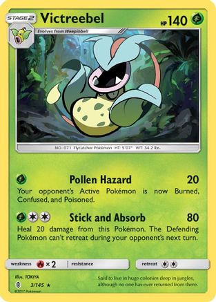 Victreebel 003  - Reverse Holofoil SM  Guardians Rising - Rare