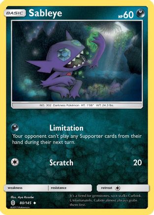 Sableye 080  - Reverse Holofoil SM  Guardians Rising - Uncommon