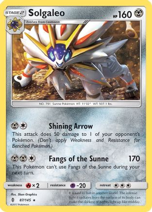 Solgaleo 087  - Reverse Holofoil SM  Guardians Rising - Rare