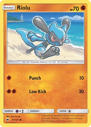 Riolu 070  SM  Burning Shadows - Common
