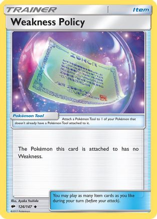 Weakness Policy 126  - Reverse Holofoil SM  Burning Shadows - Uncommon