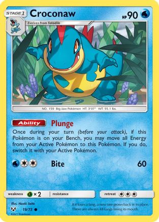 Croconaw 019  - Reverse Holofoil Shining Legends - Common
