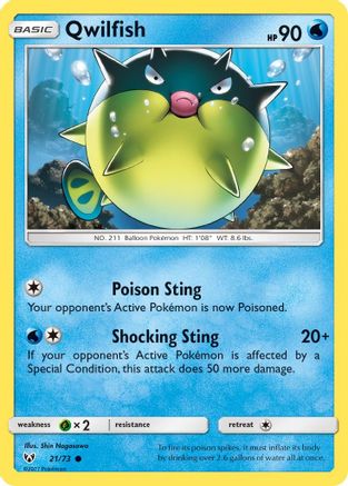 Qwilfish  - Reverse Holofoil Shining Legends - Common