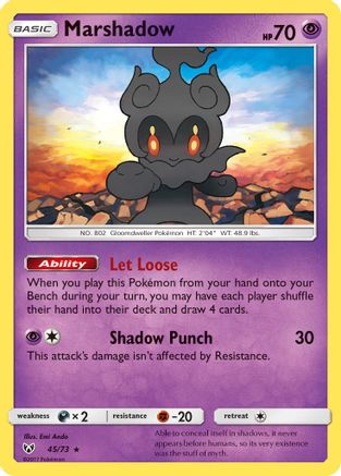 Marshadow 045  - Reverse Holofoil Shining Legends - Holo Rare