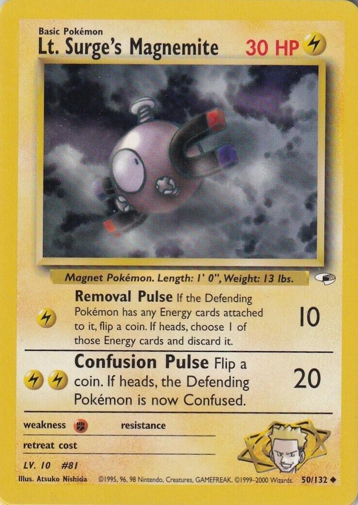 Lt. Surge's Magnemite (50) 050  - Unlimited Gym Heroes - Uncommon