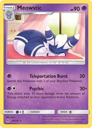Meowstic 045  - Reverse Holofoil SM  Forbidden Light - Rare
