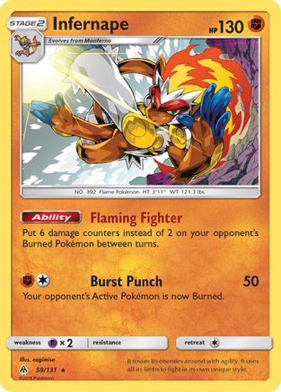 Infernape 059  - Holofoil SM  Forbidden Light - Holo Rare