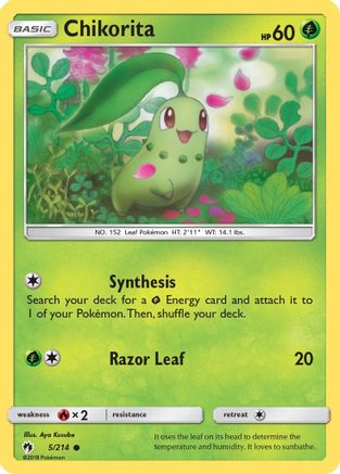 Chikorita (5) 005  - Reverse Holofoil SM  Lost Thunder - Common