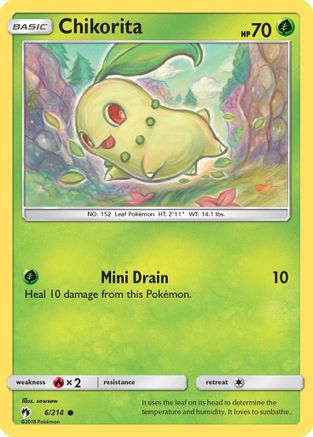 Chikorita (6) 006  - Reverse Holofoil SM  Lost Thunder - Common