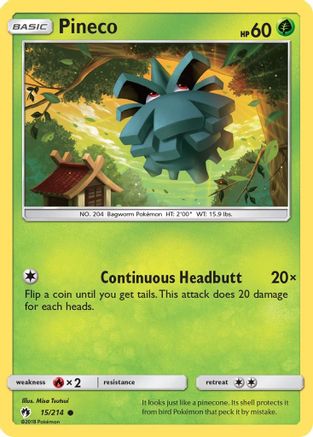 Pineco  - Reverse Holofoil SM  Lost Thunder - Common