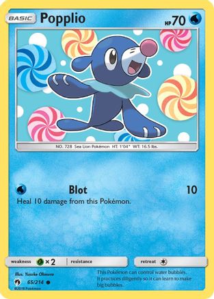 Popplio (65) 065  - Reverse Holofoil SM  Lost Thunder - Common