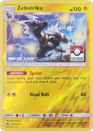 Zebstrika 082/214  - Reverse Holofoil League & Championship Cards - Promo