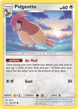 Pidgeotto 123  - Reverse Holofoil SM  Team Up - Common