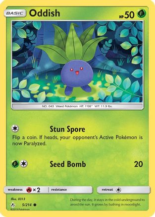 Oddish (5) 005  - Reverse Holofoil SM  Unbroken Bonds - Common