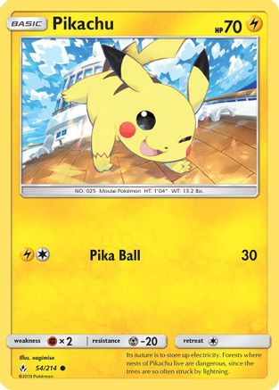 Pikachu 054  - Reverse Holofoil SM  Unbroken Bonds - Common