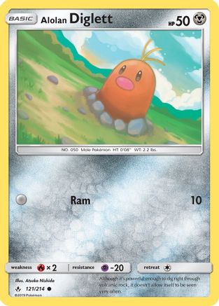 Alolan Diglett 121  - Reverse Holofoil SM  Unbroken Bonds - Common