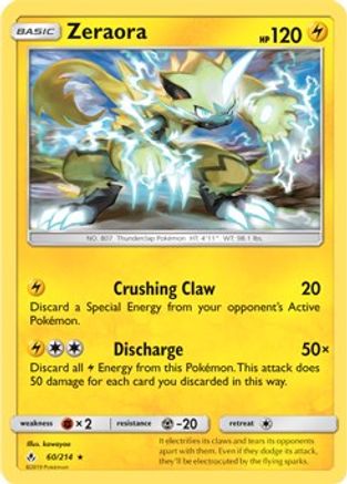 Zeraora - 60/214 (SM Unbroken Bonds) (Cracked Ice Holo)/214  - Holofoil Deck Exclusives - Holo Rare