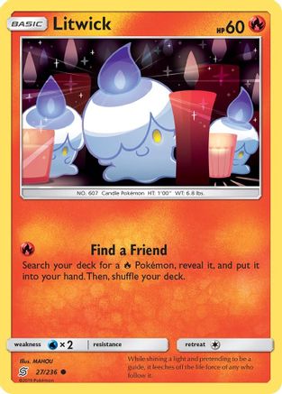 Litwick (27) 027  - Reverse Holofoil SM  Unified Minds - Common