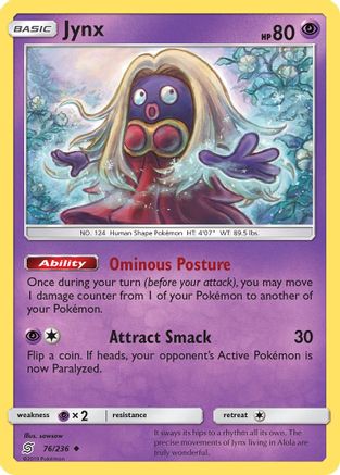 Jynx 076  - Reverse Holofoil SM  Unified Minds - Uncommon