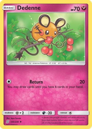 Dedenne 145  - Reverse Holofoil SM  Unified Minds - Uncommon