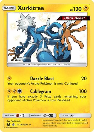 Xurkitree SV14/SV94  - Holofoil Hidden Fates Shiny Vault - Shiny Holo Rare
