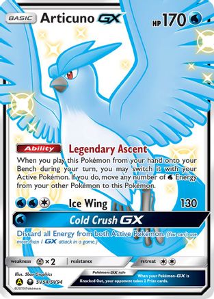 Articuno GX SV54/SV94  - Holofoil Hidden Fates Shiny Vault - Shiny Holo Rare