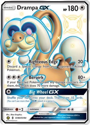 Drampa GX SV80/SV94  - Holofoil Hidden Fates Shiny Vault - Shiny Holo Rare