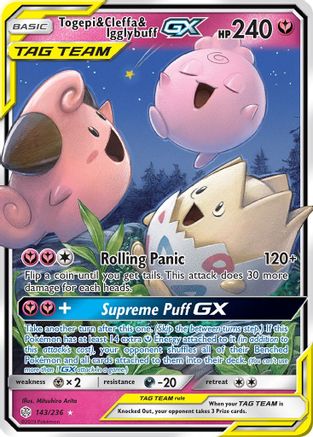Togepi & Cleffa & Igglybuff GX 143/236  - Holofoil SM  Cosmic Eclipse - Ultra Rare