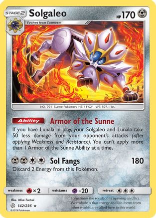 Solgaleo 142  - Holofoil SM  Cosmic Eclipse - Holo Rare