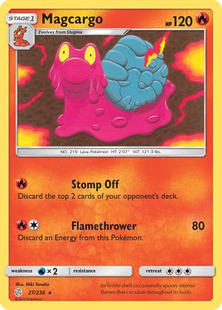 Magcargo  - Reverse Holofoil SM  Cosmic Eclipse - Rare
