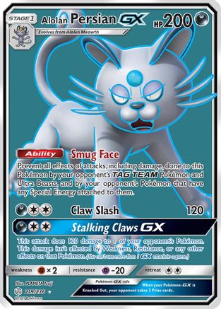 Alolan Persian GX (Full Art) 219  - Holofoil SM  Cosmic Eclipse - Ultra Rare