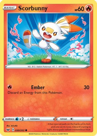 Scorbunny (030) 030  - Reverse Holofoil SWSH01 Sword & Shield Base Set - Common