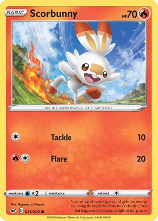 Scorbunny (031) 031  - Reverse Holofoil SWSH01 Sword & Shield Base Set - Common