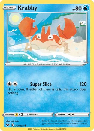 Krabby (043) 043  - Reverse Holofoil SWSH01 Sword & Shield Base Set - Common