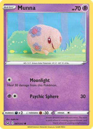 Munna 087  - Reverse Holofoil SWSH01 Sword & Shield Base Set - Common