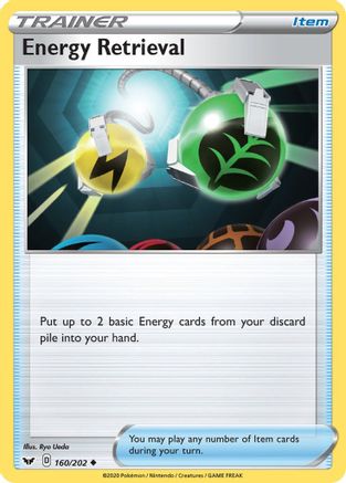 Energy Retrieval 160  - Reverse Holofoil SWSH01 Sword & Shield Base Set - Uncommon