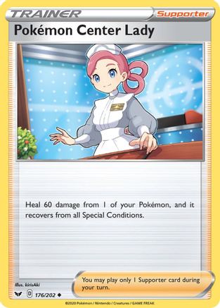 Pokemon Center Lady 176  SWSH01 Sword & Shield Base Set - Uncommon