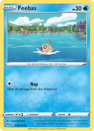 Feebas 038  - Reverse Holofoil SWSH03 Darkness Ablaze - Common