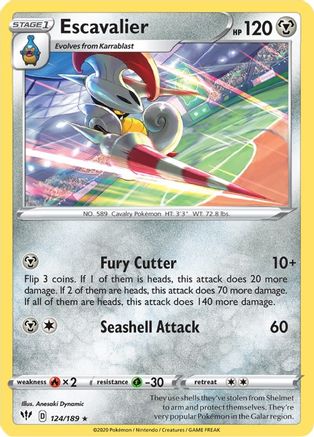Escavalier 124  - Reverse Holofoil SWSH03 Darkness Ablaze - Rare